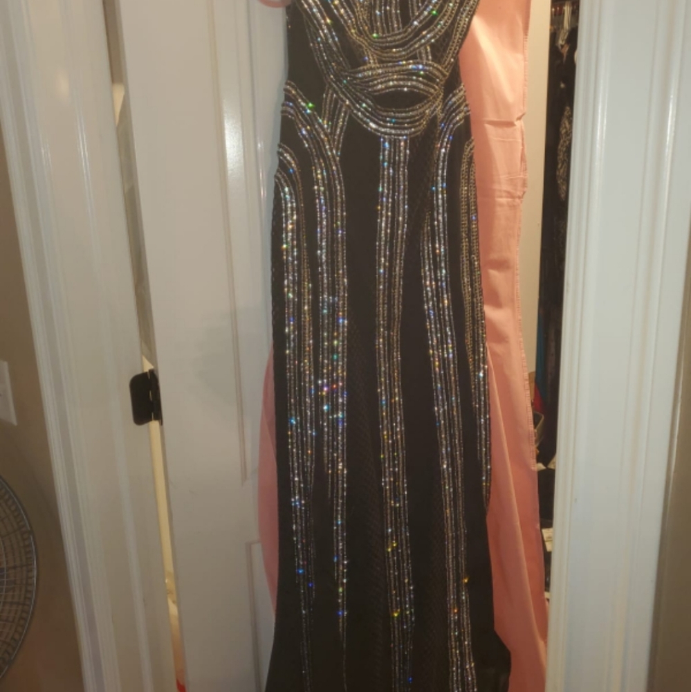 evening dress, size 12 (waist was taken in a bit), first lady, black and silver